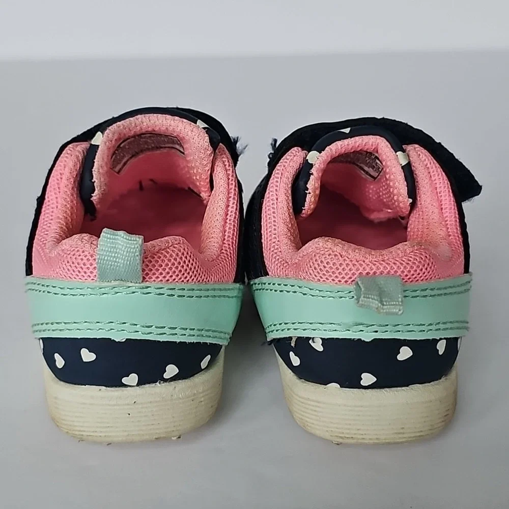 Carter's Every Step Baby Girls Relay Sneaker Blue White Hearts Size 3 1848